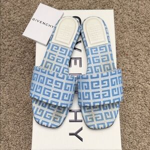 Givenchy Light Blue Geometric Slides